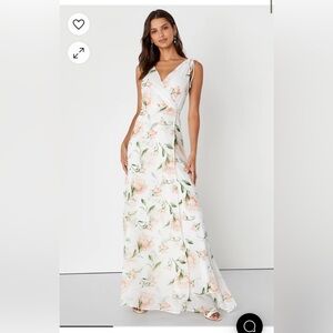 Romantic Possibilities White Floral Print Maxi Dress